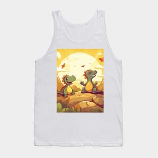 Adorable Cartoon Dinosaurs - Prehistoric Cuteness Unleashed Tank Top